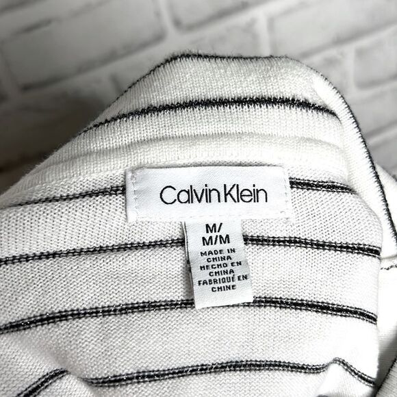 Calvin Klein Striped Cowl Neck Drawstring Sweatshirt Long Sleeve Top Size Medium - Picture 6 of 7